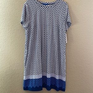 APT 9 Shirt Dress, Size Large, NEW WITH TAGS, Pretty blue pattern, easy breezy